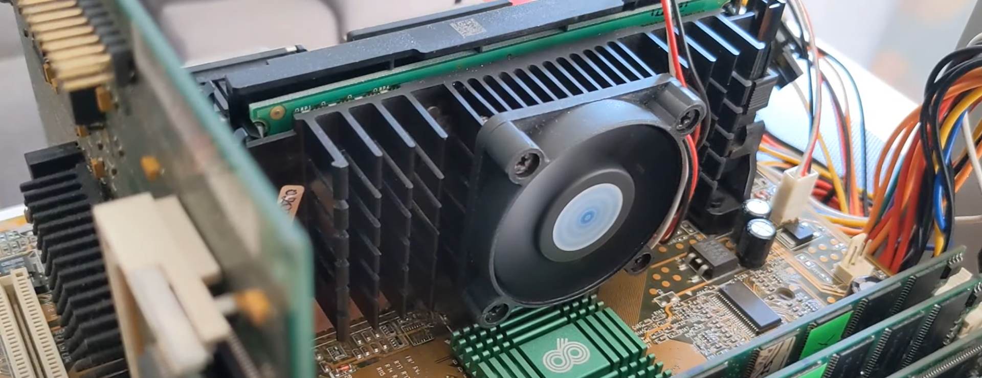 CPU, fan, motherboard, and RAM for a high-end gaming PC.