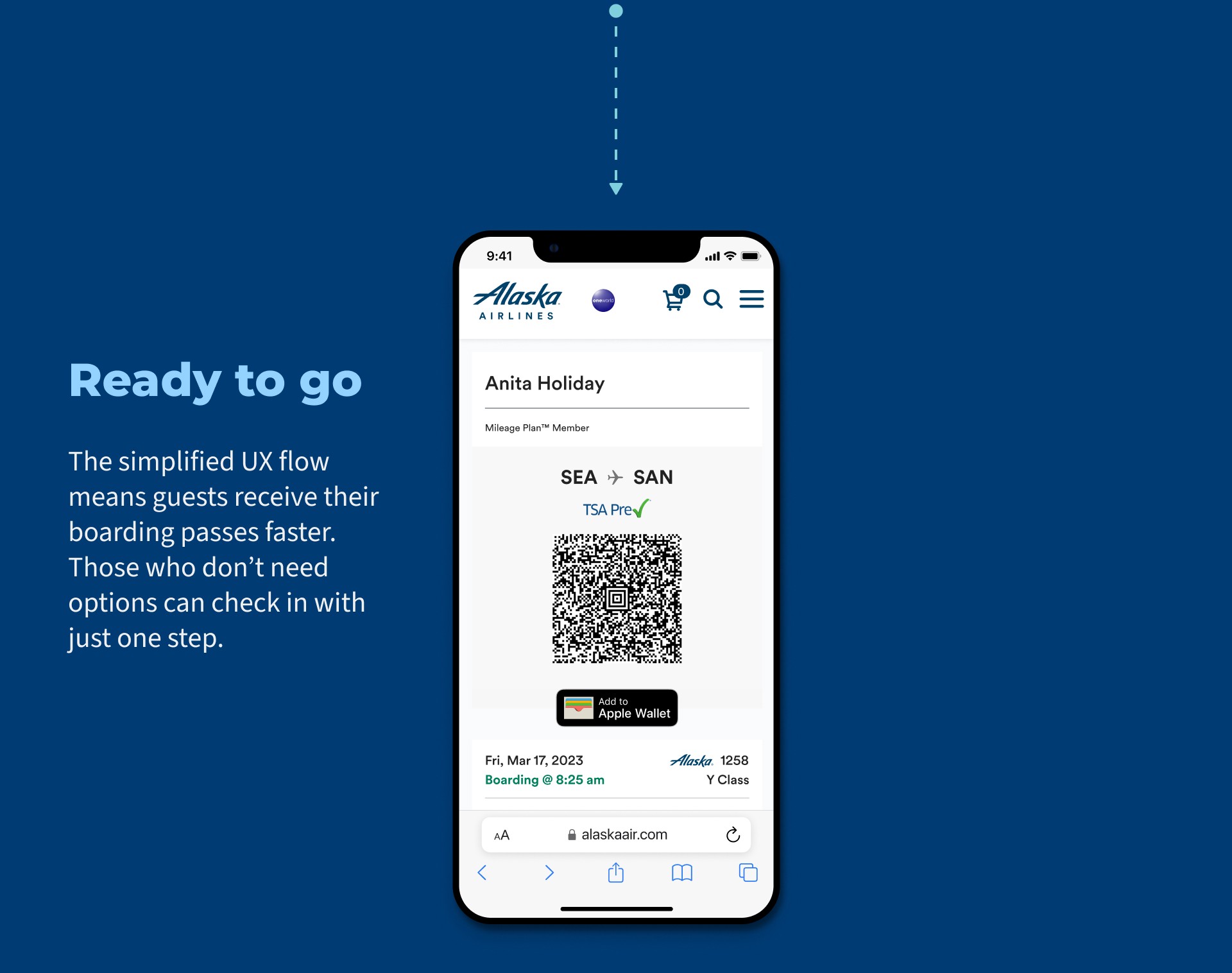 Mobile Web Check-in boarding pass design.