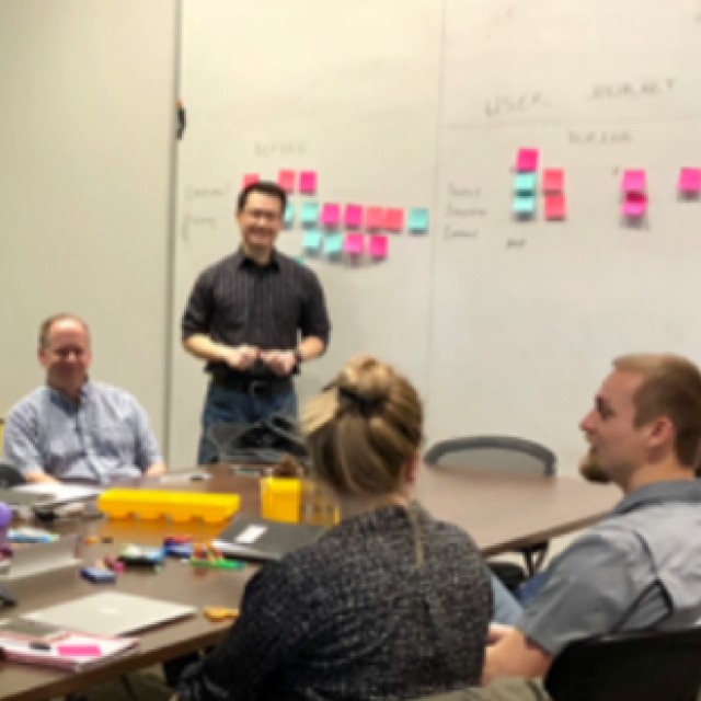 A picture of me running a workshop.