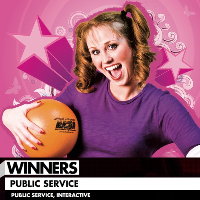 Charity dodgeball event website that won an award for public service.