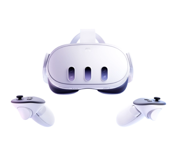 The latest Meta Quest VR headset and controllers.
