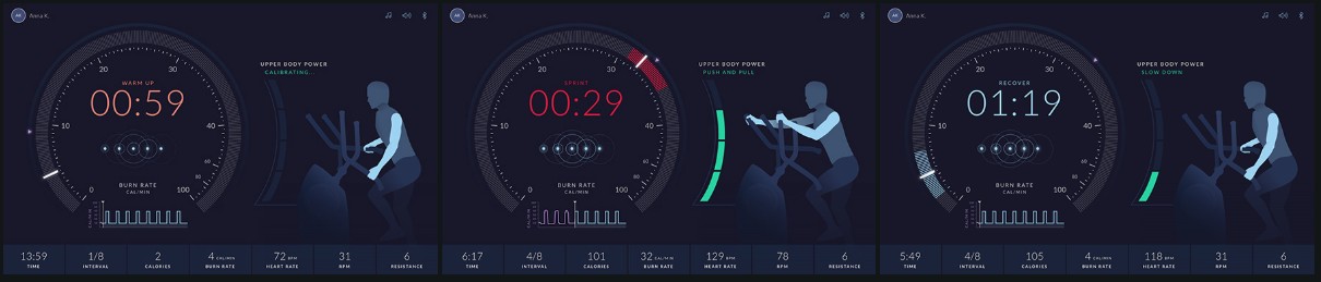 Final designs of JRNY Max Total upper body workout UI.