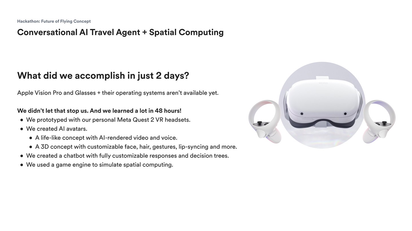 What did we accomplish in just 2 days? A life-like concept with AI-rendered video and voice, and more.